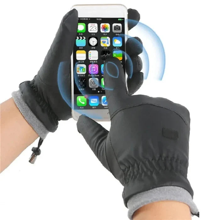 Waterproof Gloves with Fleece Lining for Men, Perfect for Touch Screen Use: gray, dark gray pair of gloves, minimal outdoor w