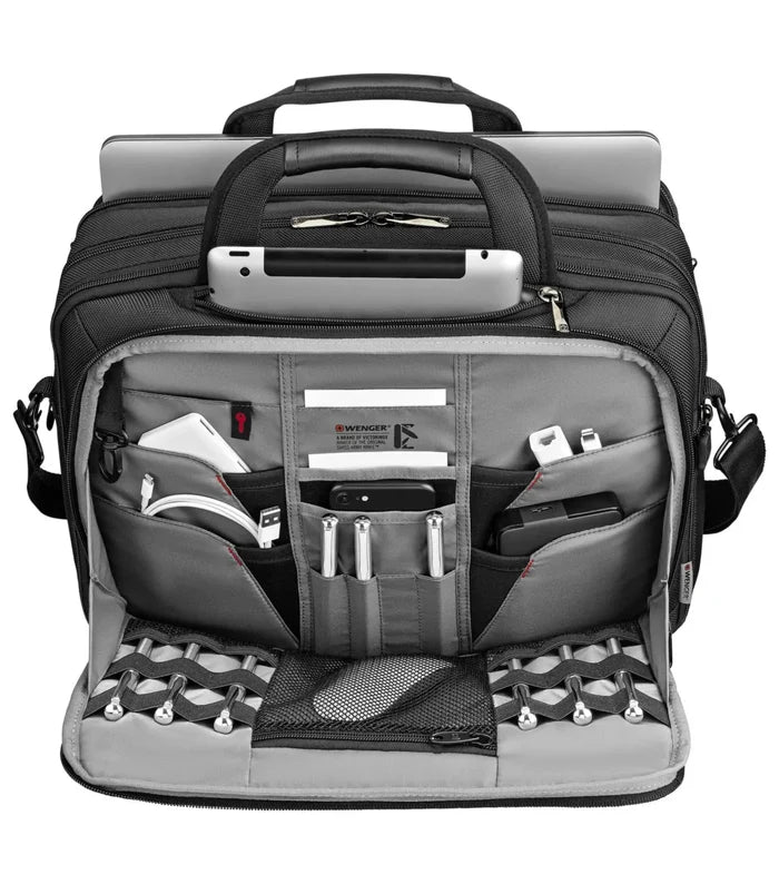 SmartOrg organizer with large zip opening keeps items like cords, chargers and business cards neat and accessible