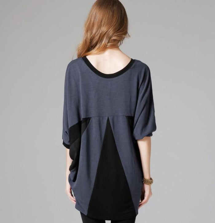 Wide Neck Batwing Top for Women: black long-sleeve top, minimal style