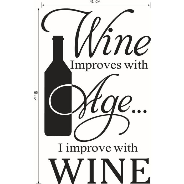 Wine Themed Wall Stickers for Home Decor, Set of 5 Pieces: black, white wine theme, typographic decorative style