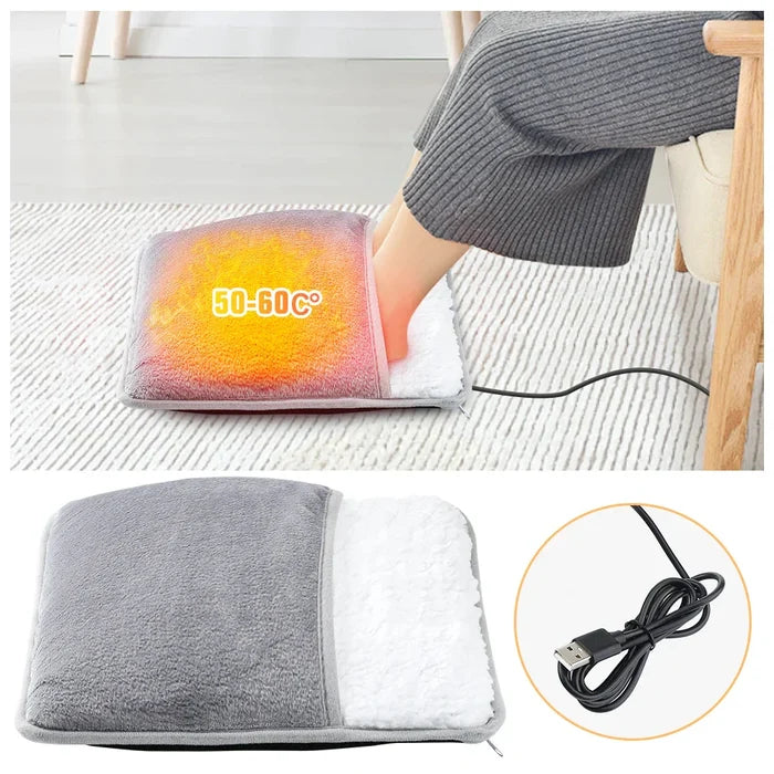 Winter Foot Warmer with Plush and Soft Texture for Versatile Use: gray, white electric heating pad, minimal style