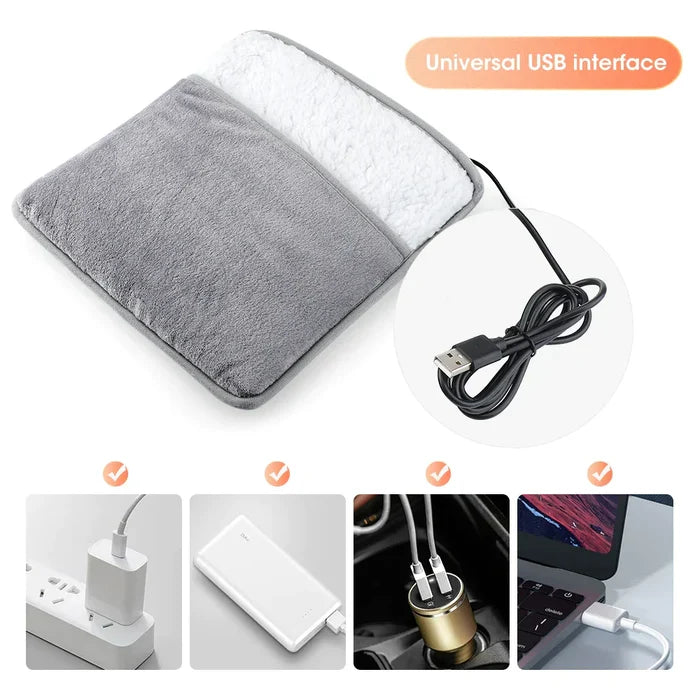 Winter Foot Warmer with Plush and Soft Texture for Versatile Use: gray, white electric heating pad, minimal style