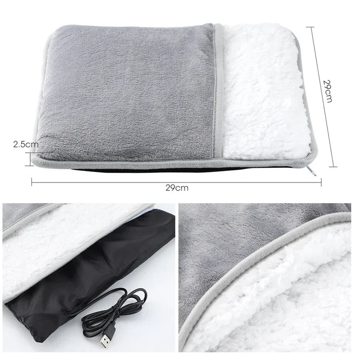 Winter Foot Warmer with Plush and Soft Texture for Versatile Use: gray, white electric heating pad, minimal style