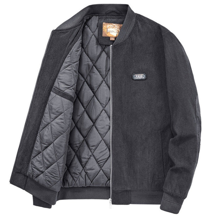 Winter Jacket with Elbow Patches and Zippered Collar for Men: brown, tan jacket, casual bomber jacket style