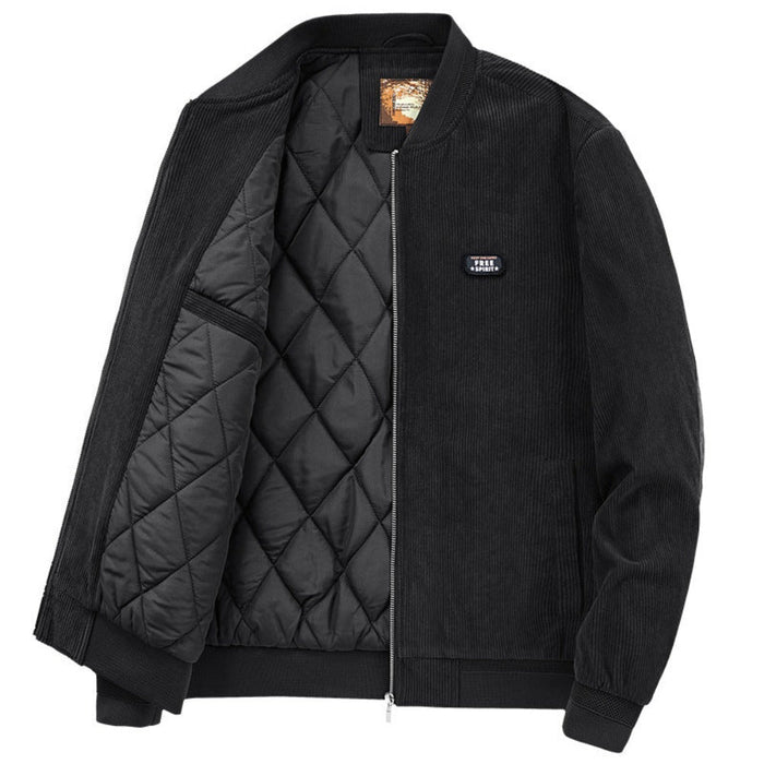 Winter Jacket with Elbow Patches and Zippered Collar for Men: brown, tan jacket, casual bomber jacket style