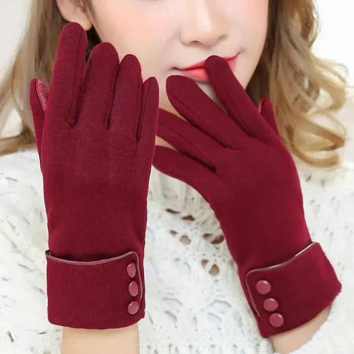 Winter Touch Screen Gloves for Women with Fleece Lining for Warmth: burgundy, deep red pair of gloves, minimal elegant style