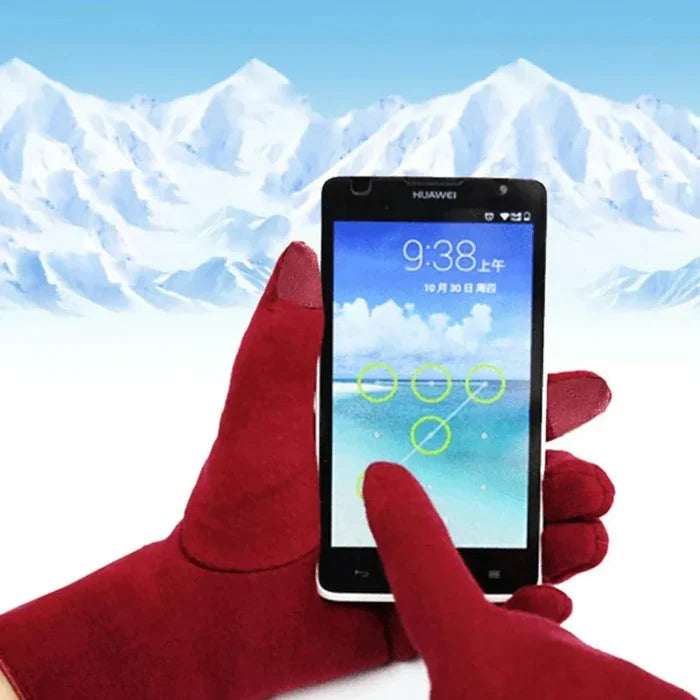 Winter Touch Screen Gloves for Women with Fleece Lining for Warmth: burgundy, deep red pair of gloves, minimal elegant style