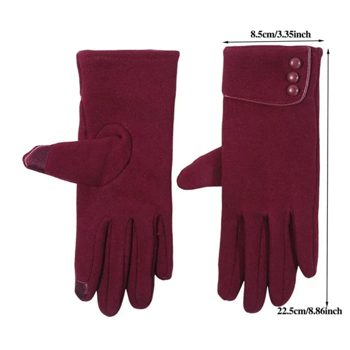 Winter Touch Screen Gloves for Women with Fleece Lining for Warmth: burgundy, deep red pair of gloves, minimal elegant style