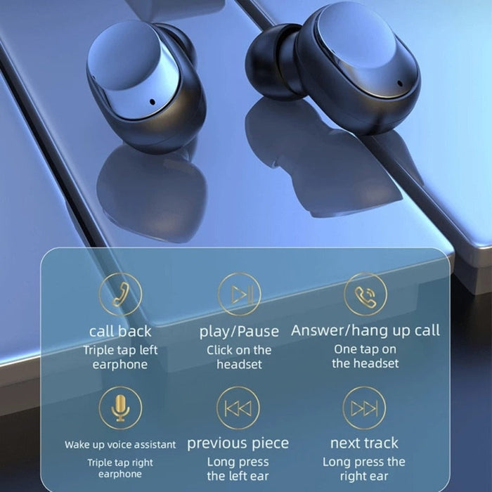 Wireless Bluetooth 5.1 Earbuds with Powerful Dragon Bass: black, dark gray cartoon bear-like character design