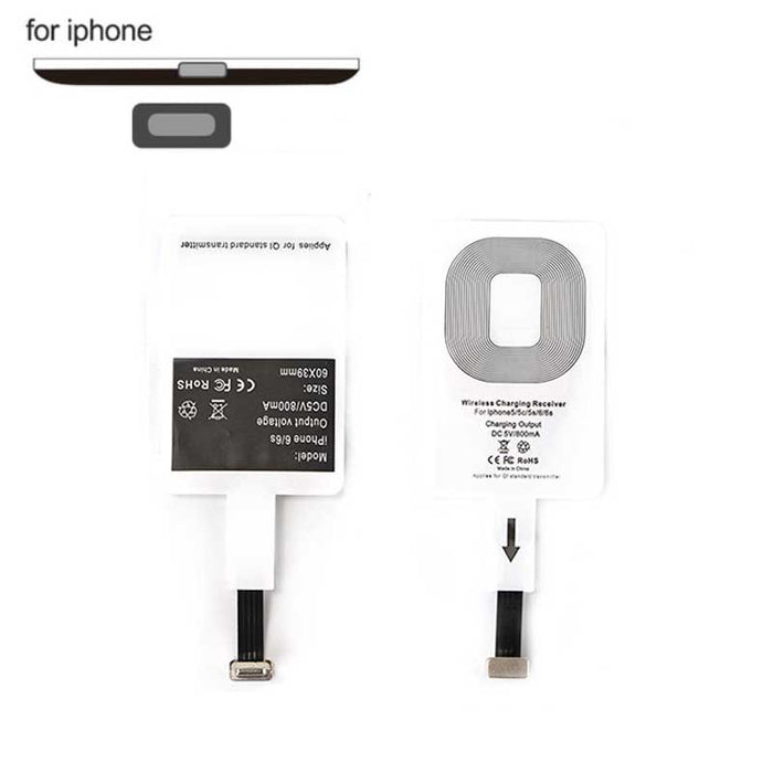 Wireless Charging Adapter for Universal Devices: white, black wireless charging receiver adapter for iPhone, minimal style
