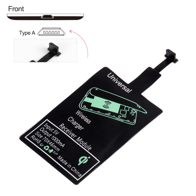 Wireless Charging Adapter for Universal Devices: white, black wireless charging receiver adapter for iPhone, minimal style