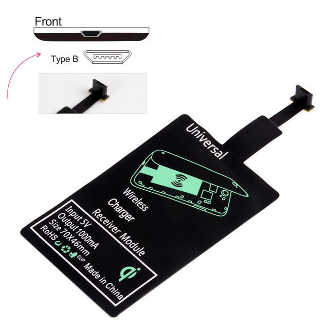 Wireless Charging Adapter for Universal Devices: white, black wireless charging receiver adapter for iPhone, minimal style
