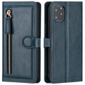 Wireless Charging Compatible Flip Case with Zippered Wallet for iPhone X to 14 Series Blue