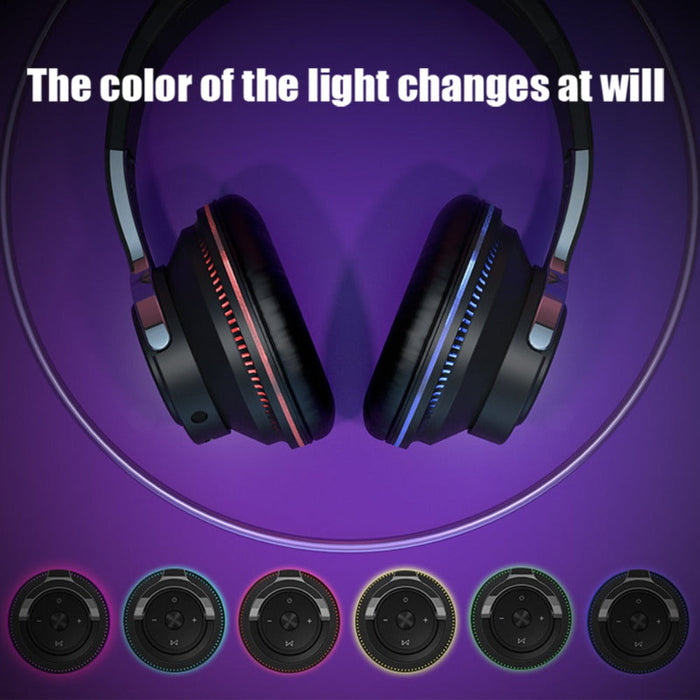 Wireless Gaming Headset with Bluetooth for Light Changing, Ninja Dragon: dark blue, black over-ear headphones, modern futuris