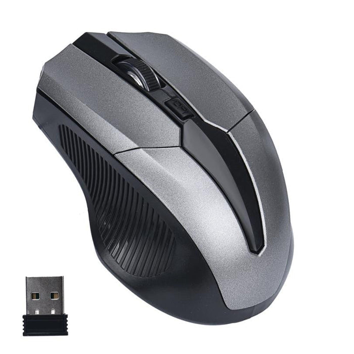 Wireless Optical Mouse for PC and Mac, 2.4GHz Connectivity: gray, black wireless computer mouse with USB receiver, modern erg