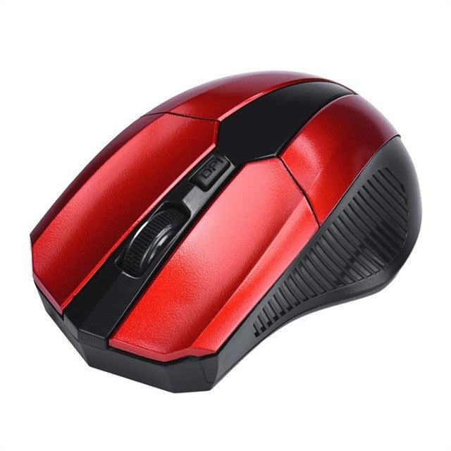 Wireless Optical Mouse for PC and Mac, 2.4GHz Connectivity: gray, black wireless computer mouse with USB receiver, modern erg
