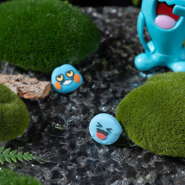 Wobbuffet Switch Joystick Caps: white, black cartoon blue facial characters, kawaii cartoon style