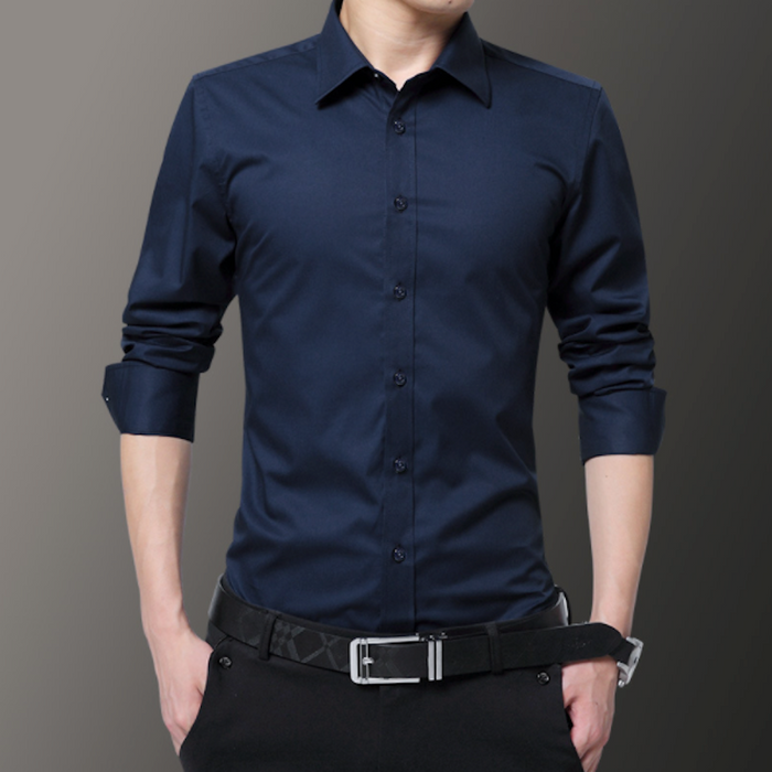 Wrinkle-Free Oxford Shirt for Men with Button Down Design: black long-sleeve button-up shirt, minimal formal style
