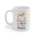 Yoga Pose Feline, I Flex So I Avoid Snapping Mug: white, orange cartoon cat, cute cartoon style