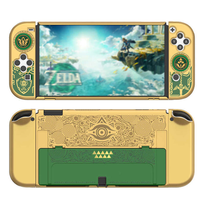 Zelda Controller Joystick Caps: Tears of the Kingdom: green, gold green-and-gold emblem design, themed graphic, game-inspired