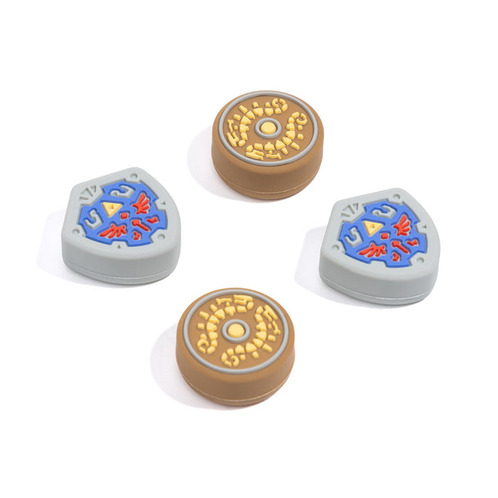 Zelda Joystick Caps, Tears of Kingdom: gray, blue cell-like biological imagery, cartoon style