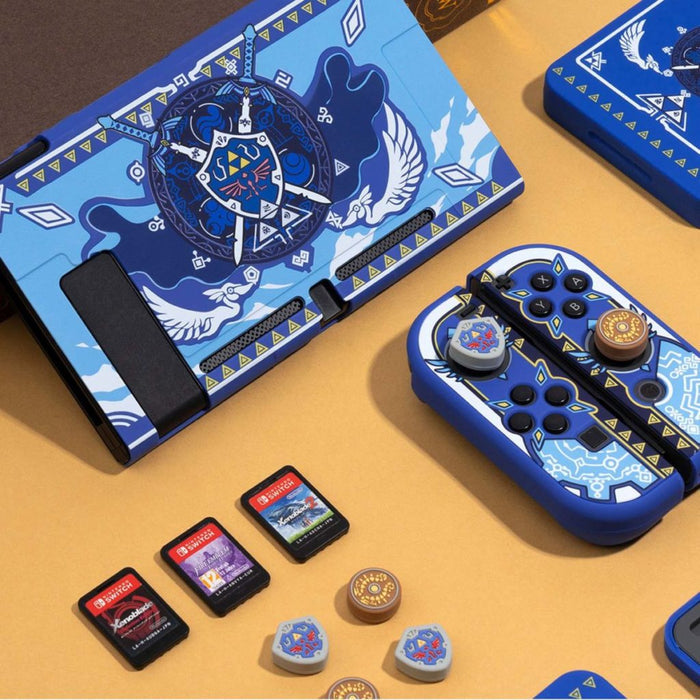 Zelda Joystick Caps, Tears of Kingdom: gray, blue cell-like biological imagery, cartoon style