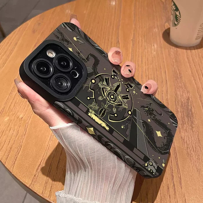 Zelda Sheikah Eye iPhone Case, Custom-made: black, dark brown dragon and celestial/astrological theme, dark fantasy, ornate c