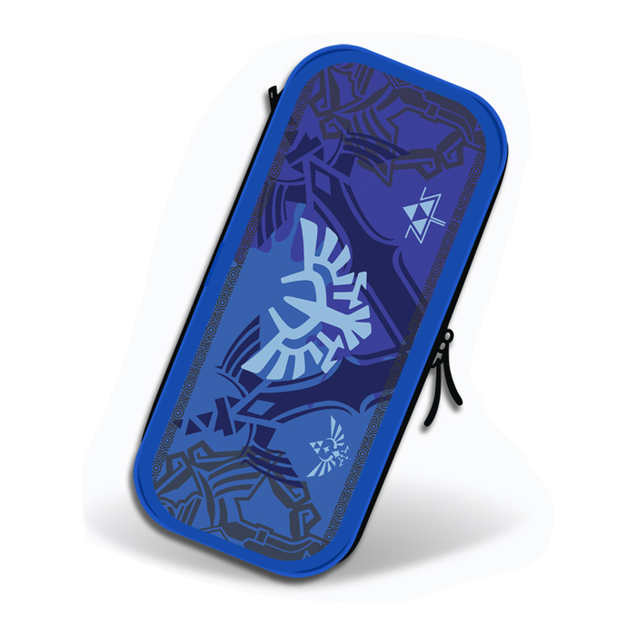 Zelda TotK Travel Bag for Nintendo Switch: black, gold Egyptian-themed character/figures, graphic Egyptian-inspired style