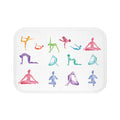 Zen Bath Mat: Creating a Serene Atmosphere for Your Home Yoga Sanctuary: white, orange yoga poses, minimal watercolor illustr