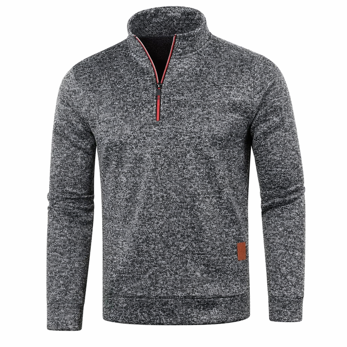 Zipped Up Long Sleeve Top for Men with a Stylish Stand Collar Dark Gray